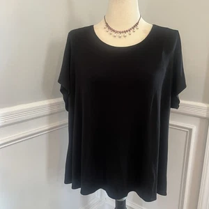 Camisa negra de manga corta 100 % seda calce relajado suave Eileen Fisher para mujer - Imagen 1 de 8
