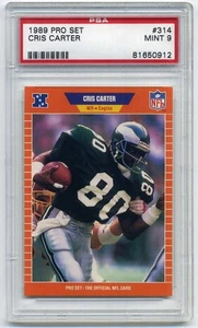 1989 Pro Set #314 Cris Carter Rookie Card PSA 9 Mint Philadelphia Eagles Vikings - Picture 1 of 2