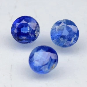 💎 1.26ct 3pcs Lot Round Natural Blue Kyanite - Untreated Nepal Gemstone - Picture 1 of 4