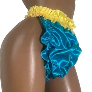 High Shine Silky Soft Luxury DOUBLE Satin Tanga Style Flutter Sissy Panties.` - Picture 1 of 6