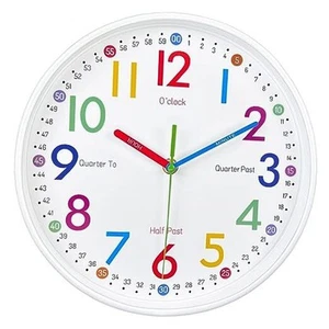 AIRUIFU Kids Wall Clock - Silent Teaching Clock for Kids' Room Decor, Colorful - Picture 1 of 7