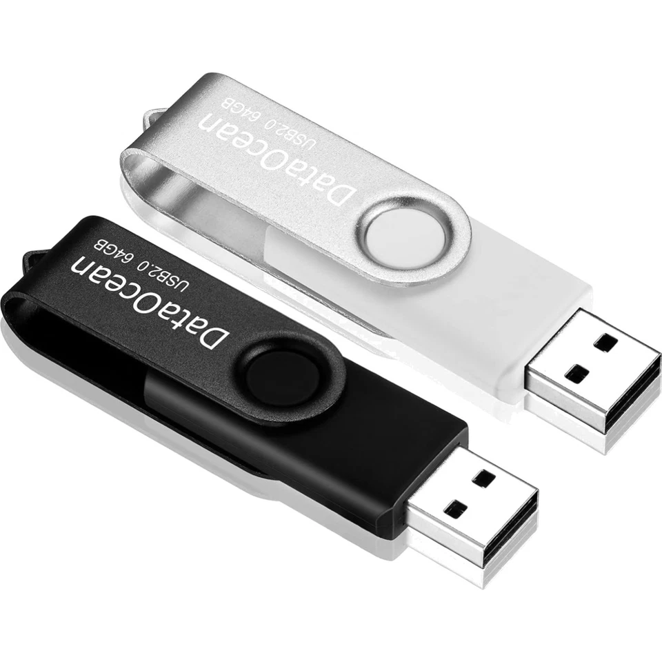 Daten Speicherstick 2 Stück 64GB – USB 2.0 Plug-and-Play in Schwarz, Silber - Bild 1 von 1