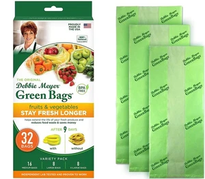 GreenBags 32er Pack (16M, 8L, 8XL) - Hält Obst, Gemüse und Schnittblumen,... - Bild 1 von 7