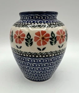Polish Pottery Handmade Stoneware Vase 5.5” Hand Painted Boleslawiec Poland - Picture 1 of 7