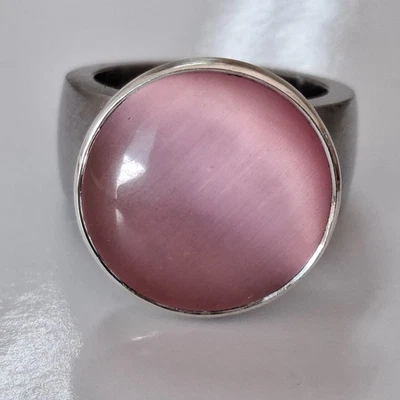 - Schönes - rundes rosafarbenen Katzenaugenköpfchen in Silber für Charlotte  - - Imagem 1 de 4