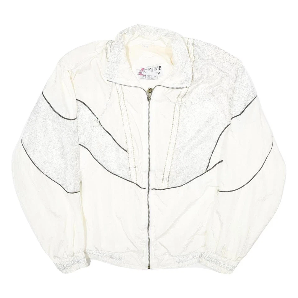 ACTIVE STUFF Womens White Nylon Zip Jacket L Lightweight Patterned Casual - Image 1 of 4
