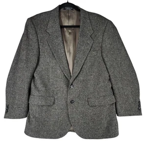 Vtg Cricketeer Blazer 40S Men Lambswool Black Brown Single Breasted Dad Grandpa - Picture 1 of 13