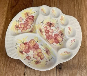 Vintage Italian Hand-Painted Porcelain Three-Compartment Serving Platter - Picture 1 of 10