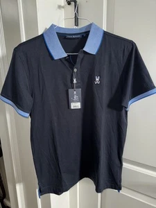 NWT Psycho Bunny North lake Jersey Polo Shirt Navy blue NEW SZ 4 - Picture 1 of 7