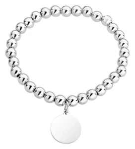 Stretch Armband Kugelarmband Gravur Herz Liebe Silber Anhänger Perlen Love - Bild 1 von 4