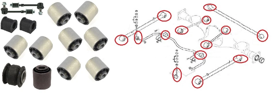 Rear Trailing Control Arm Anti Roll Bar Bushings Drop Links for Hyundai Terracan - Image 1 of 1