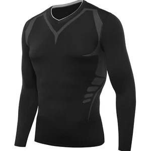 Herren Kompressionsshirt Langarm Funktionsshirt Sportshirt hoher Komfort atmu... - Bild 1 von 2