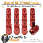 Red Wheel Nuts (16) 12x1.5 Tapered 34mm For Hyundai Lantra [Mk2] 95-00