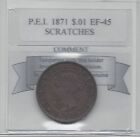 1871 pièce de monnaie classée Mart Î.-P.-É., grande un cent, **rayures EF-45** 