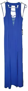 Vestido Ignite Evenings azul liso sin mangas tejido espalda abierta talla 2 Missy nuevo con etiquetas - Imagen 1 de 8