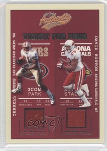 2002 Fleer Authentix Ticket for Four Terrell Owens Tim Brown David Boston HOF