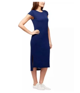Jessica Simpson Women’s Maritime Navy Blue Cap Sleeves Soft Midi Dress Sz Medium - Picture 1 of 12