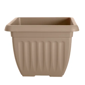 30cm Plastic Planter Square Athens Flower Plant Pot Taupe Garden Patio Basket - Picture 1 of 11