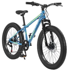24 Inch Fat Tire Mountain Bike Adult Full Shimano 7 Speeds Mountain Trail Bike - Picture 1 of 12