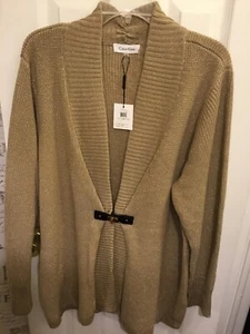 Rare CALVIN KLEIN Front buckle sparkles Open Front Duster Cardigan Sz 1X NEW - Picture 1 of 10