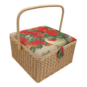 Sewing Basket Extra Large Capacity Sewing Kit Storage Box Dual Layer Vintage - Picture 1 of 12