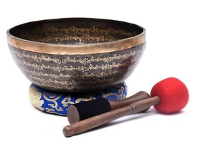 13 inches Full Mantra Singing Bowl - Tibetan Singing Bowl With Mallet , Cushion  - Picture 1 of 5
