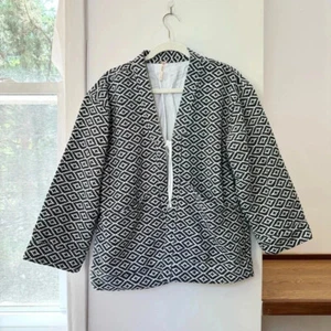 Giacca trapuntata jacquard nuova Free People Lulu nero bianco taglia small - Foto 1 di 10