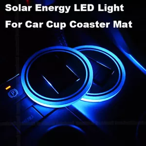 Bule LED Solar Cup Pad Car Interior Parts Cover Decoration Light Auto Accessory - Picture 1 of 16