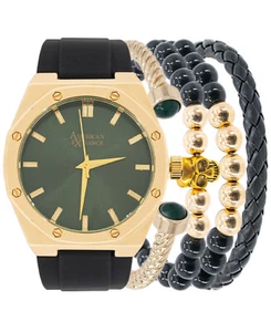 American Exchange Men's Analog Watch W/4 Piece Bracelet Set, Green Sunray/Black - Picture 1 of 3