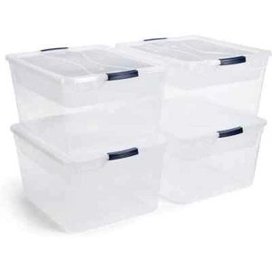 Cleverstore 71 Qt. Clear Plastic Storage Bins Bundle with Tray Inserts, Pack of - Picture 1 of 7