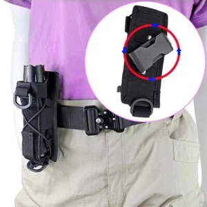 US Tactical 360 Degrees Rotatable Flashlight Holder Carry Belt Torch Nylon Pouch - Picture 1 of 11