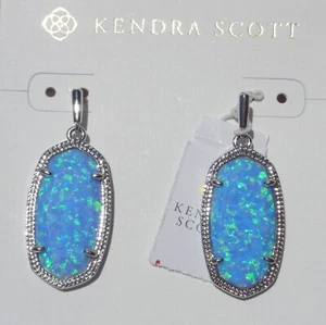 KENDRA SCOTT DANI OCEAN BLUE KYOCERA Opal Silver Frames DROP EARRINGS NEW - Picture 1 of 22