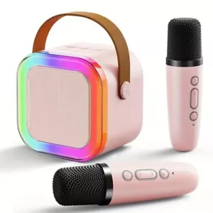 Karaoke Machine Portable Bluetooth Mini Karaoke Microphone Singing Speaker Pink - Picture 1 of 12