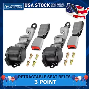 2Pack Universal Lap Seat Belt 3 Point Adjustable Retractable Car Safety Belts - Picture 1 of 16