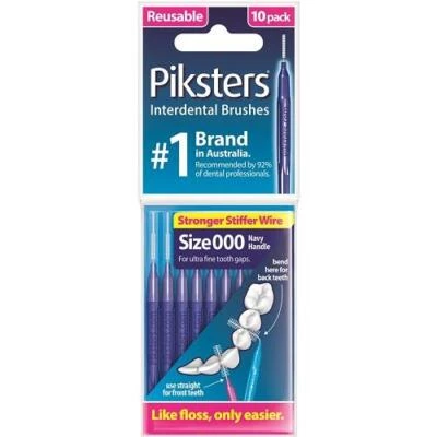Piksters 0.55mm Interdental Brushes Size 000 - Navy Blue - Pack of 10