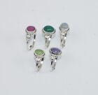 WHOLESALE 5PC 925 SOLID STERLING SILVER GREEN ONYX MIX STONE RING LOT  O U419