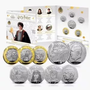 The Official Harry Potter 2024 BU Coin Set Legal Tender Coins 50p £2 £5 - Picture 1 of 9