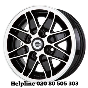Cosmic 5.5x13 Black Machined Alloy Wheels x 4 / 4x114.3 PCD (NEW) - Picture 1 of 2