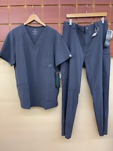 NEW Men's Cherokee Pewter Scrubs Set With Large Top & Large Pants NWT