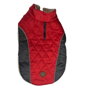 Quilted Dog Vest Coat Fleece Lining Adjustable Straps Red Size Medium - Picture 1 of 6