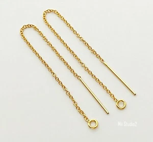 10pcs Ear Threader 14k Yellow gold filled cable chain earring wire w/ ring E13g - Picture 1 of 3