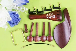 DIY Violin Kit Rosewood Violin peg Fingerboard Chin rest Tailpiece Pearl Inlay - Picture 1 of 9