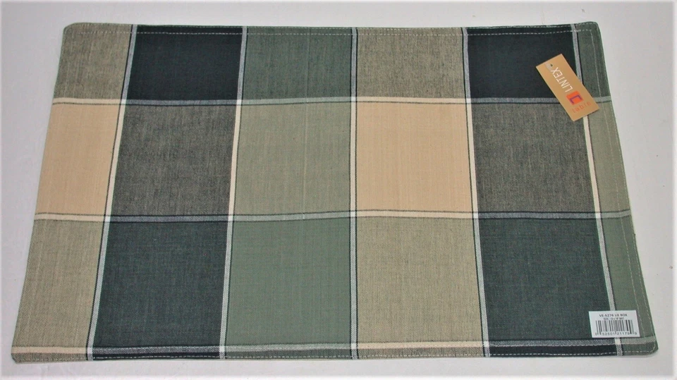 (4) Lintex 100% Cotton Placemats ~ Blue Sapphire Checks ~ 13" x 19" **NEW** - Image 1 of 1