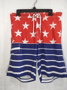 Sonoma Swim Trunks Shorts Mens Size Med Red White Blue Flag Patriotic Drawstring - Picture 1 of 5