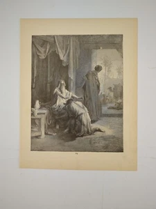 c1890 stampa antica Bibbia Gustave Dore 12x9" Isacco benedice Giacobbe p14 - Foto 1 di 1