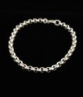 7.5" x 4.5mm Solid Sterling Silver Rolo Chain Bracelet, Italy. MINT!