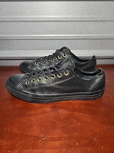 Size 11 Converse Women’s Black Leather Chuck Taylor All Star Sneaker Shoes - Picture 1 of 6
