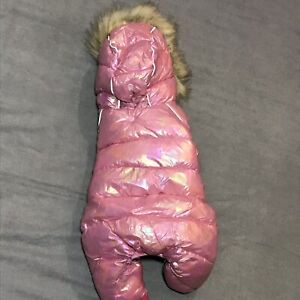Dog Snowsuit with Fur Hoodie Size Small