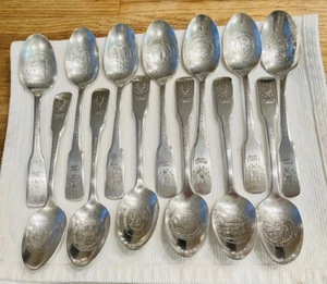 Vtg 13 Original Colonies Silverplate Teaspoons Int’l Bicentennial Collection - Picture 1 of 6