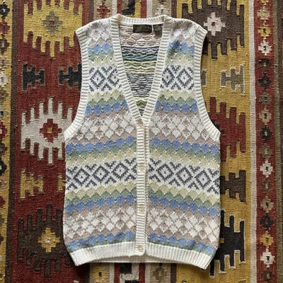 Vintage Eddie Bauer Knit Cotton Sweater Vest Sz M  - Image 1 of 4